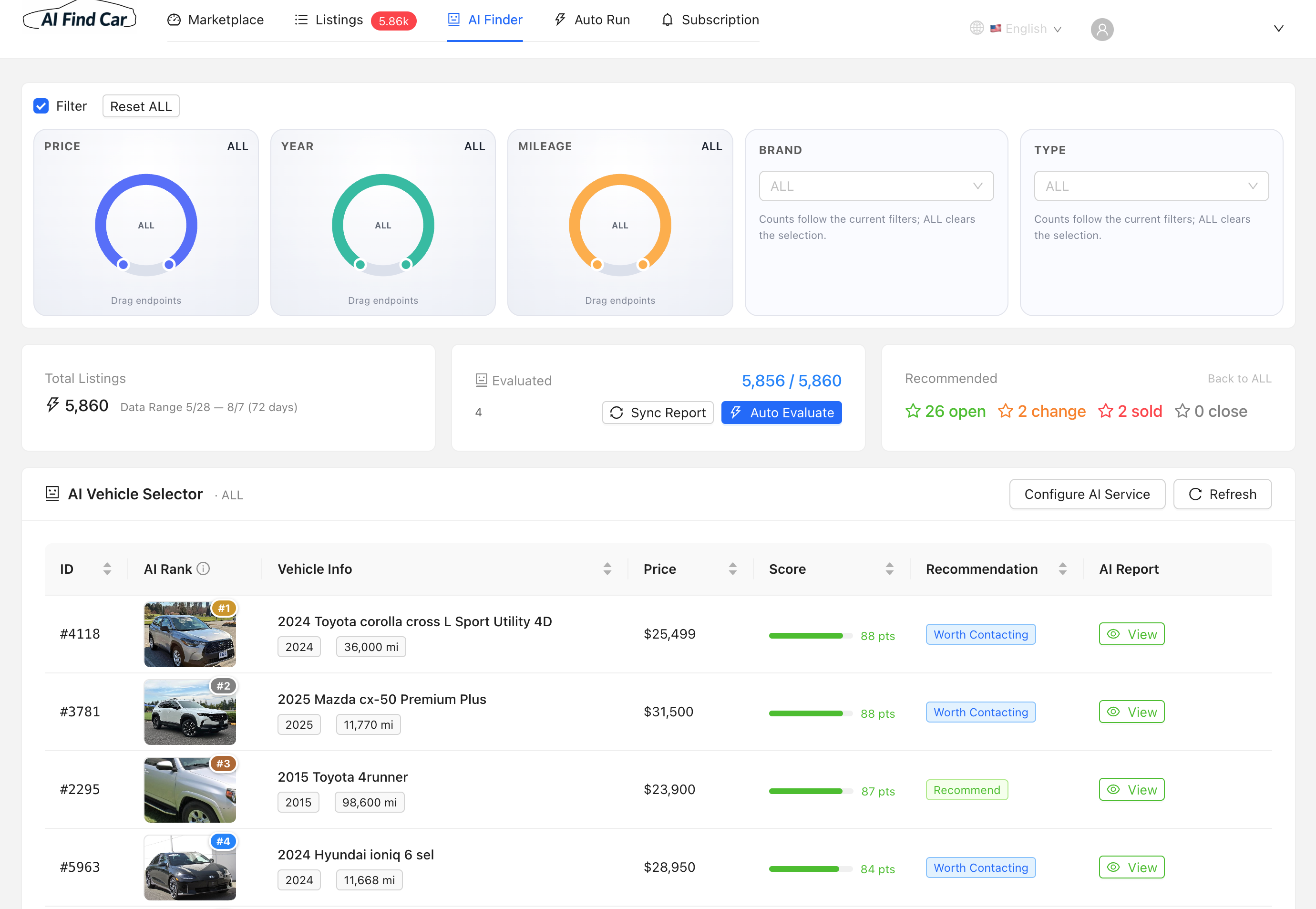 AI Find Car AI Finder screen